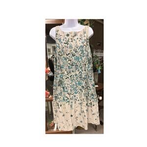 Ann Taylor Loft Outlet Women's Knee-Length Dress - Silver w/Blue Green Floral 16